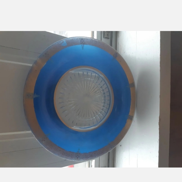 Plate, Vintage decoratif bleu ruby plate Plates 10" - Picture 5 of 5